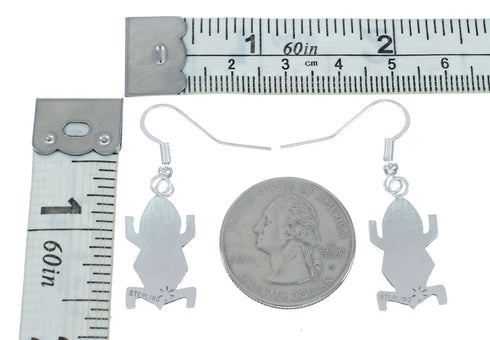 Frog Sterling Silver Navajo Hook Dangle Earrings X10073